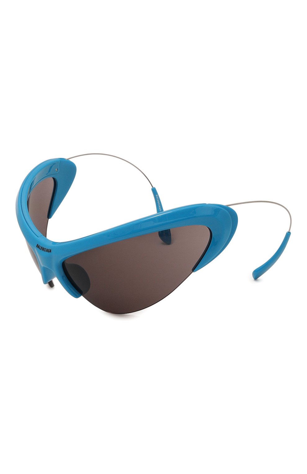 Женские солнцезащитные очки BALENCIAGA голубого цвета, арт. BB0232S 004 | Фото 1 (Кросс-КТ: С/з-унисекс; Тип очков: С/з; Очки форма: Маска, Креативные; Оптика Гендер: оптика-унисекс)