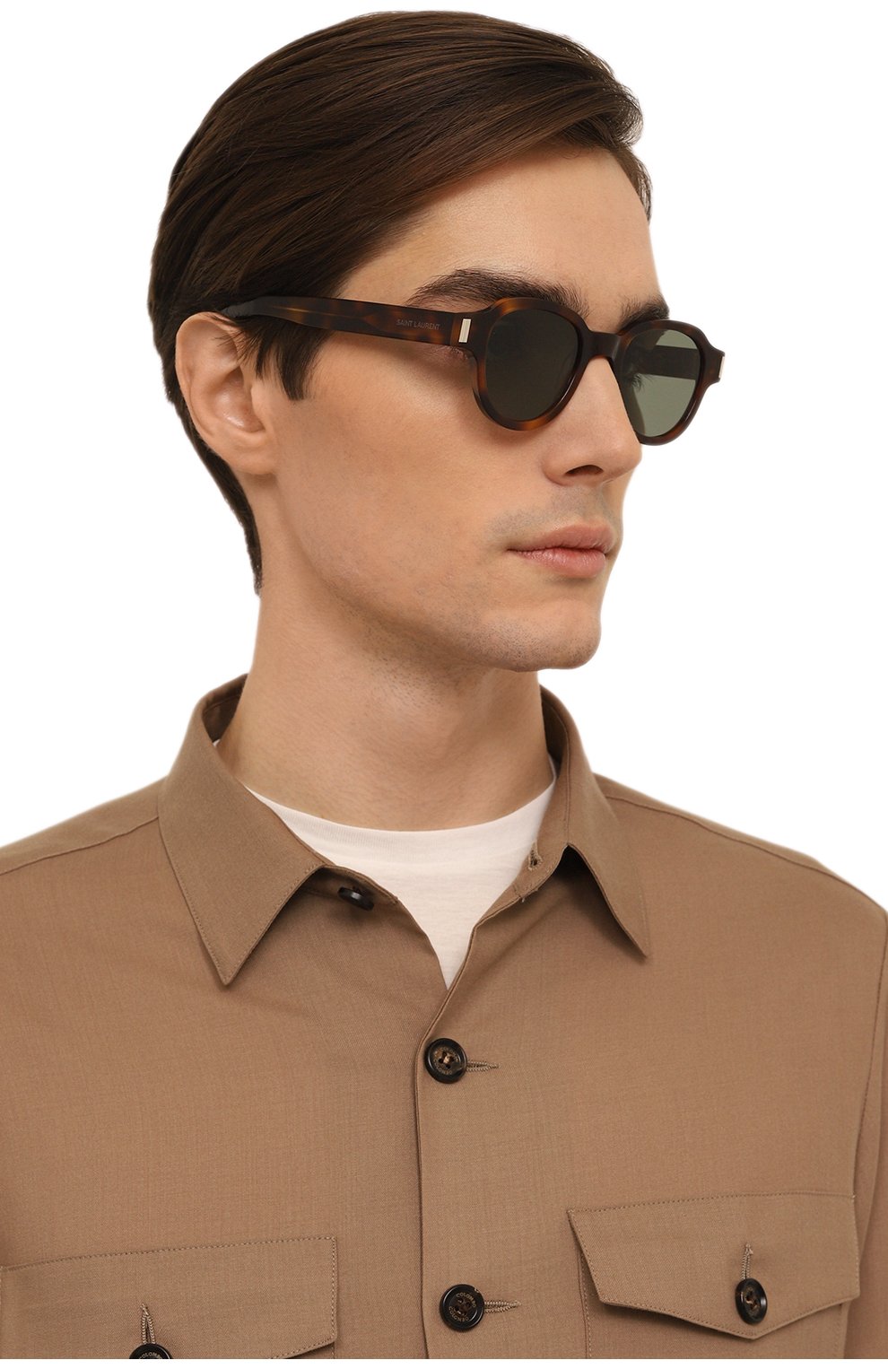 Женские солнцезащитные очки SAINT LAURENT коричневого цвета, арт. SL 546 002 | Фото 3 (Кросс-КТ: С/з-унисекс; Тип очков: С/з; Очки форма: Круглые; Оптика Гендер: оптика-унисекс)