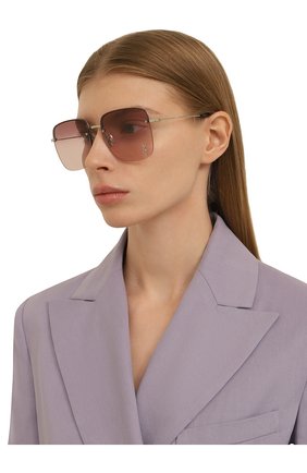 Женские солнцезащитные очки SAINT LAURENT светло-розового цвета, арт. SL 312 M 011 | Фото 2 (Тип очков: С/з; Оптика Гендер: оптика-женское; Очки форма: Квадратные)