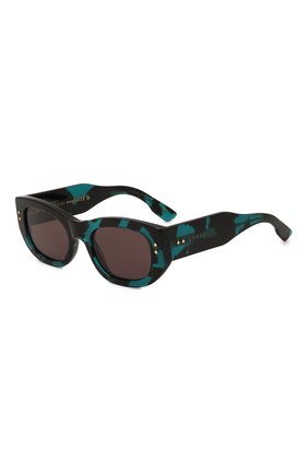 Женские солнцезащитные очки GUCCI синего цвета, арт. GG1215S 001 | Фото 1 (Тип очков: С/з; Оптика Гендер: оптика-женское; Очки форма: Овальные)