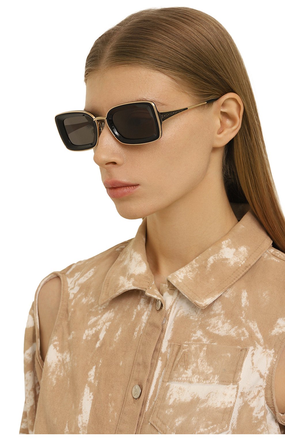 Женские солнцезащитные очки MATSUDA черного цвета, арт. M3124 BG-BLK | Фото 2 (Материал: Пластик, Металл; Тип очков: С/з; Оптика Гендер: оптика-женское; Очки форма: Прямоугольные)