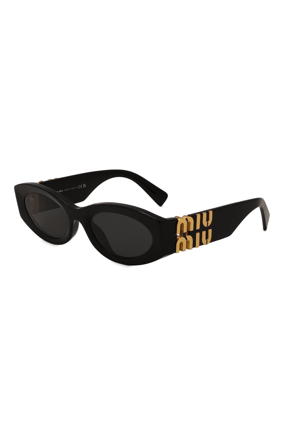 Женские солнцезащитные очки MIU MIU черного цвета, арт. 11WS-1AB5S0 | Фото 1 (Материал: Пластик; Тип очков: С/з; Оптика Гендер: оптика-женское; Очки форма: Овальные)