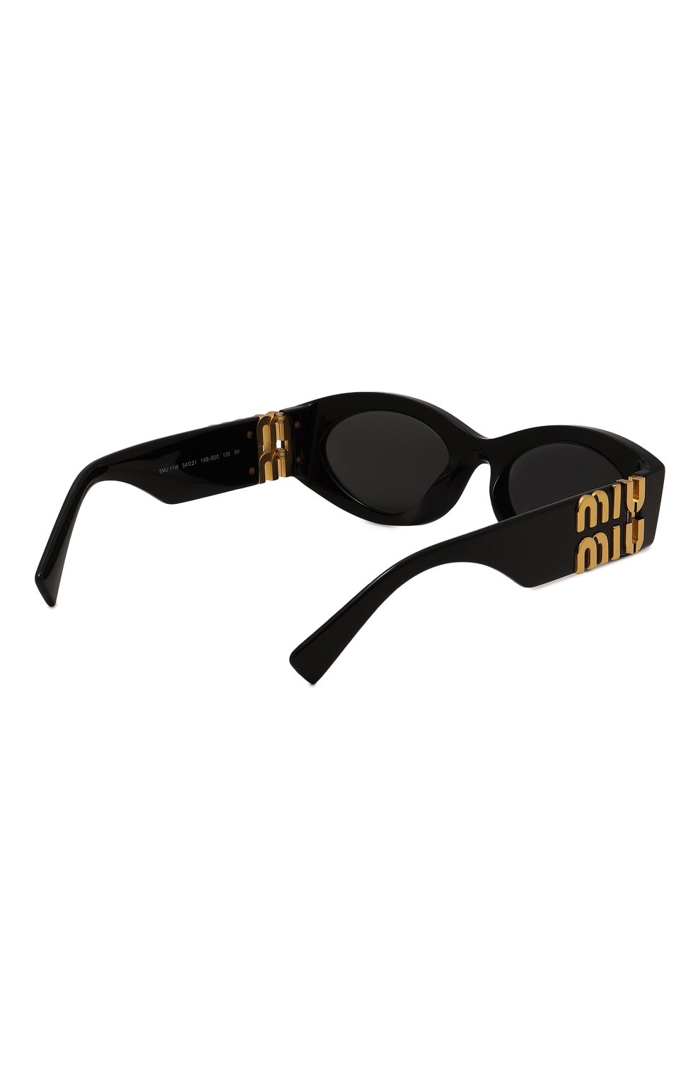 Женские солнцезащитные очки MIU MIU черного цвета, арт. 11WS-1AB5S0 | Фото 4 (Материал: Пластик; Тип очков: С/з; Оптика Гендер: оптика-женское; Очки форма: Овальные)