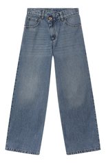 Детские джинсы BRUNELLO CUCINELLI синего цвета, арт. BH188P494B | Фото 1 (Материал внешний: Хлопок; Детали: Потертости)