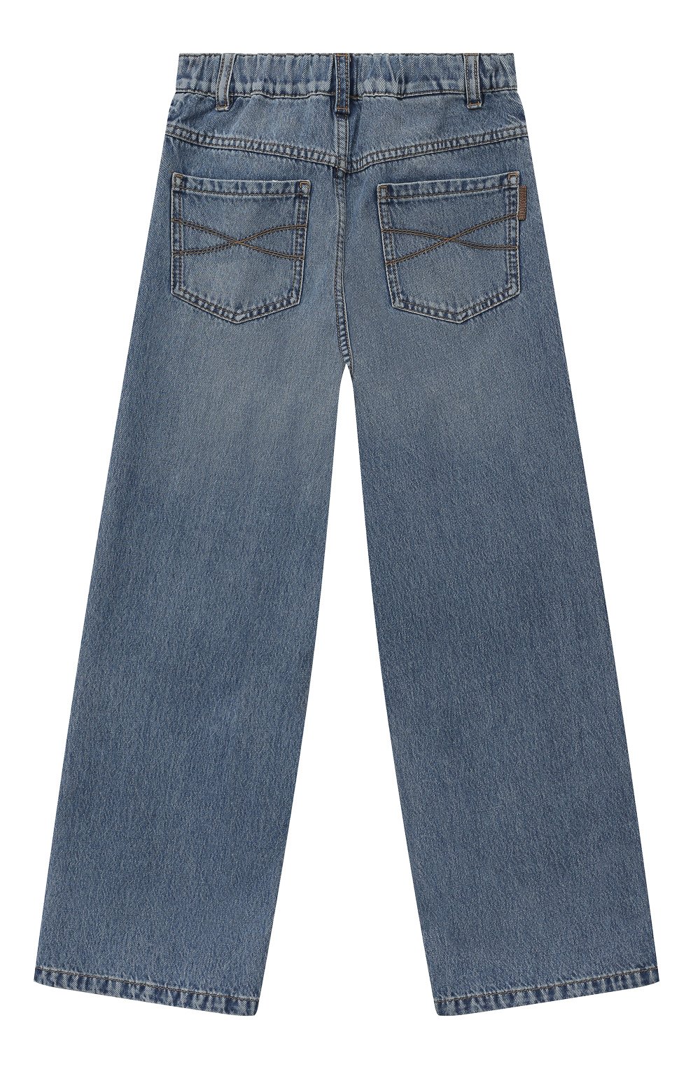 Детские джинсы BRUNELLO CUCINELLI синего цвета, арт. BH188P494B | Фото 2 (Материал внешний: Хлопок; Детали: Потертости)