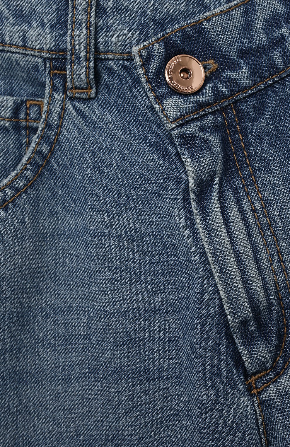 Детские джинсы BRUNELLO CUCINELLI синего цвета, арт. BH188P494A | Фото 3 (Материал внешний: Хлопок; Детали: Потертости)