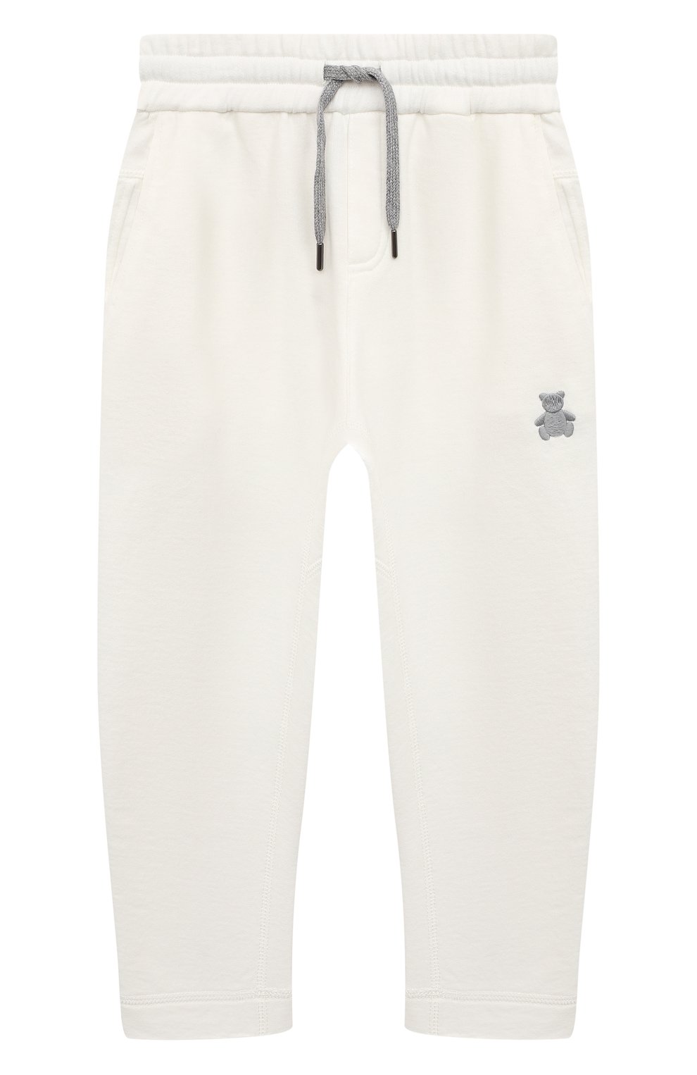 Детские хлопковые брюки BRUNELLO CUCINELLI белого цвета, арт. BTU14E596V | Фото 1 (Материал внешний: Хлопок)