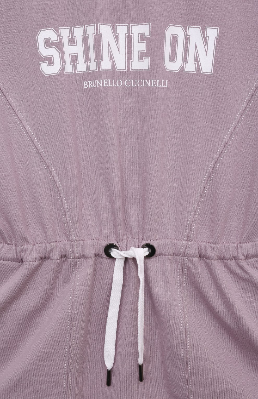 Детское хлопковое платье BRUNELLO CUCINELLI сиреневого цвета, арт. BH827A047A | Фото 3 (Рукава: Короткие; Материал внешний: Хлопок)