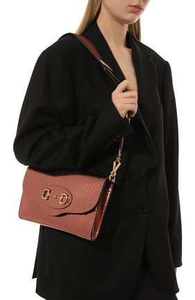 Женская сумка 1955 horsebit small из кожи питона GUCCI бронзового цвета, арт. 677286 E1DFX | Фото 2 (Размер: small; Сумки-технические: Сумки через плечо)