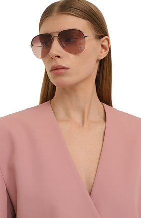 Женские солнцезащитные очки SAINT LAURENT розового цвета, арт. CLASSIC 11 M 008 | Фото 2 (Тип очков: С/з; Оптика Гендер: оптика-женское; Очки форма: Авиаторы)