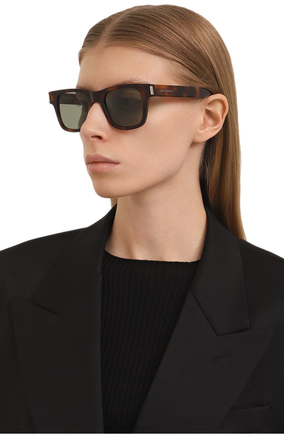 Женские солнцезащитные очки SAINT LAURENT коричневого цвета, арт. SL 564 007 | Фото 2 (Кросс-КТ: С/з-унисекс; Тип очков: С/з; Очки форма: Квадратные; Оптика Гендер: оптика-унисекс)