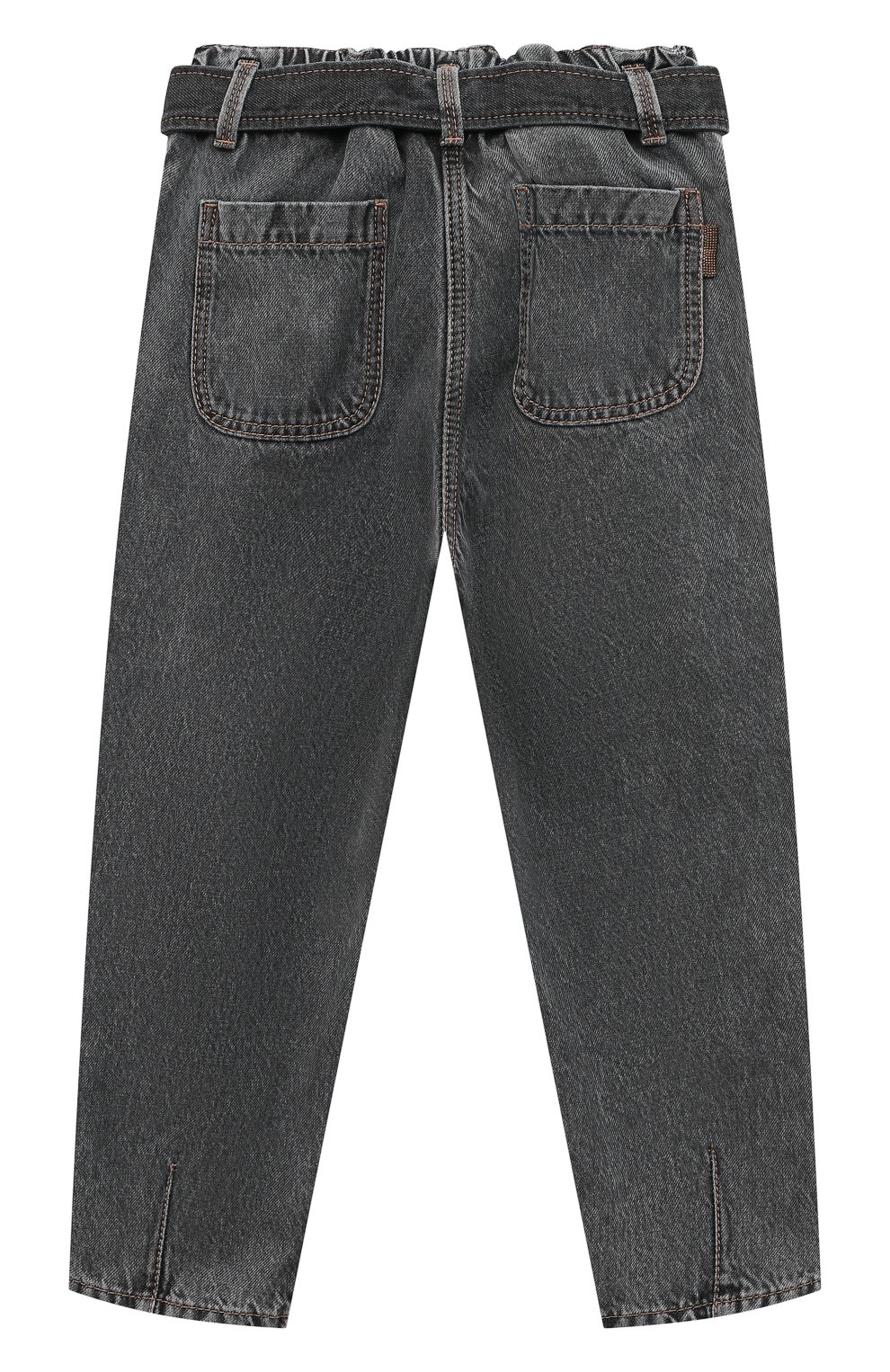 Детские джинсы BRUNELLO CUCINELLI серого цвета, арт. BH188P493A | Фото 2 (Детали: Однотонный; Материал внешний: Хлопок)