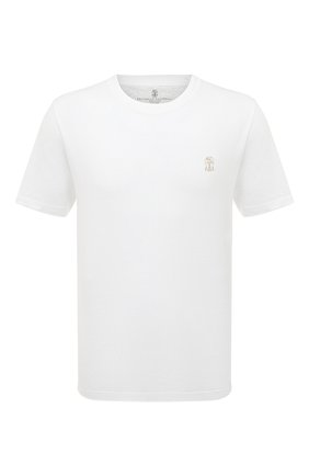 Мужская футболка из хлопка и льна BRUNELLO CUCINELLI белого цвета, арт. MTS798440 | Фото 1