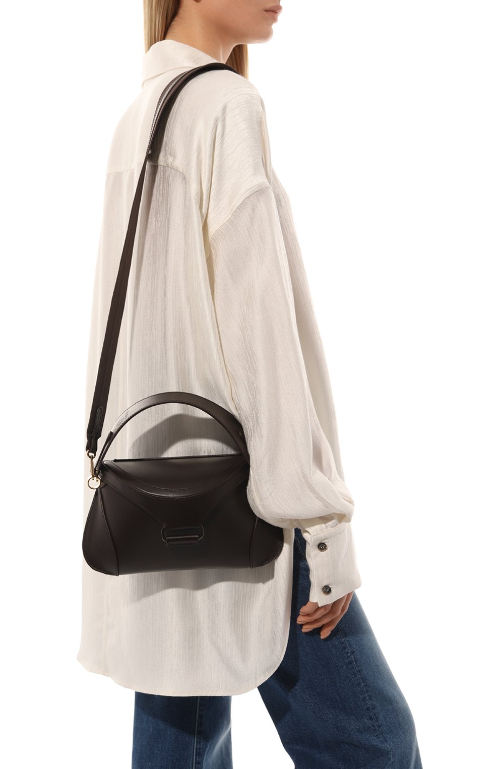Женская сумка agatha medium RODO темно-коричневого цвета, арт. B8622/093 | Фото 3 (Сумки-технические: Сумки top-handle; Размер: medium; Материал: Натуральная кожа; Ремень/цепочка: На ремешке)