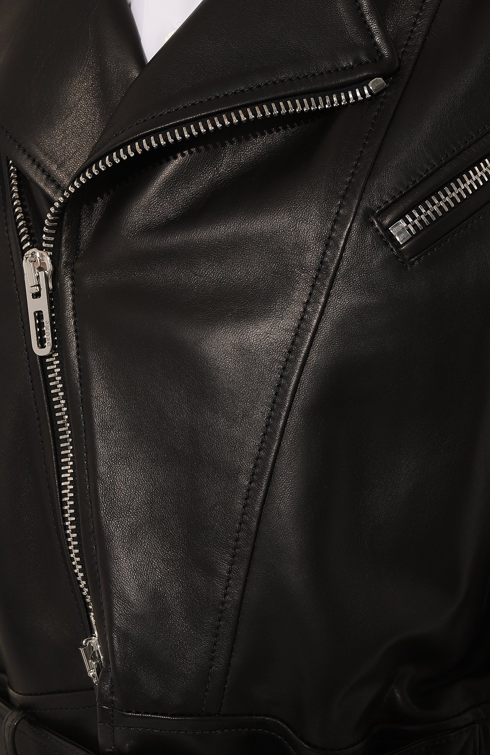 Женская кожаная куртка DROME черного цвета, арт. DPD3162VP/D1098P | Фото 5 (Кросс-КТ: Куртка; Рукава: Длинные; Стили: Гранж; Материал внешний: Натуральная кожа; Женское Кросс-КТ: Замша и кожа; Длина (верхняя одежда): Короткие; Материал подклада: Вискоза)