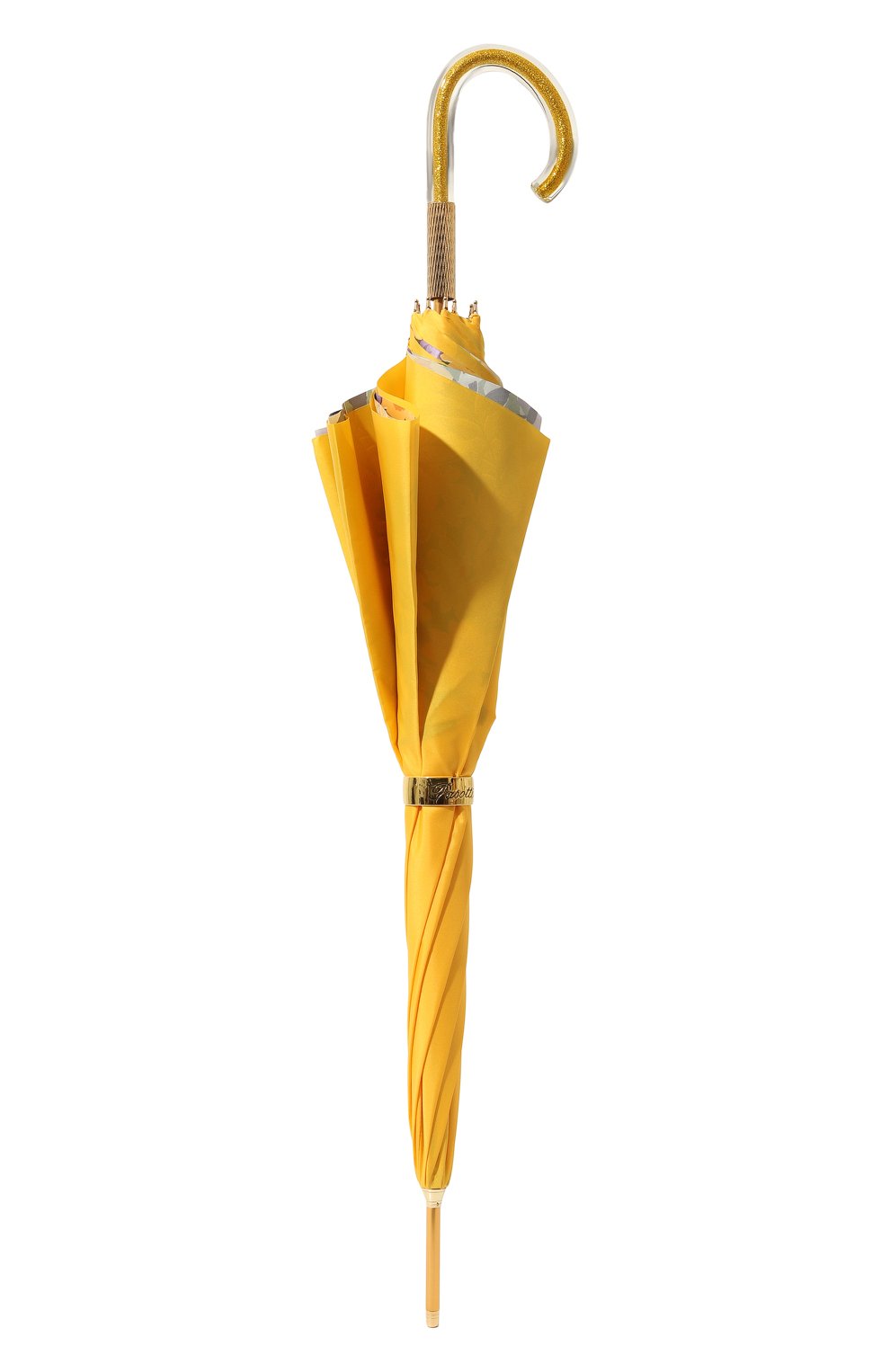 Женский зонт-трость PASOTTI OMBRELLI желтого цвета, арт. 189/RAS0 5G805/4/PELLE | Фото 4 (Материал: Текстиль, Синтетический материал, Металл)