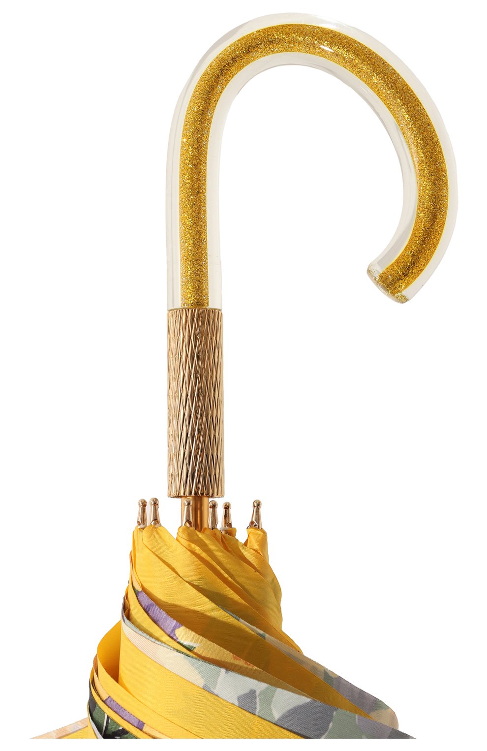 Женский зонт-трость PASOTTI OMBRELLI желтого цвета, арт. 189/RAS0 5G805/4/PELLE | Фото 5 (Материал: Текстиль, Синтетический материал, Металл)