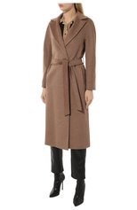 Женское шерстяное пальто ICONS CINZIA ROCCA коричневого цвета, арт. U315001/62E0 | Фото 3 (Материал внешний: Шерсть; Рукава: Длинные; Длина (верхняя одежда): Длинные; 1-2-бортные: Однобортные; Материал подклада: Вискоза; Стили: Кэжуэл)