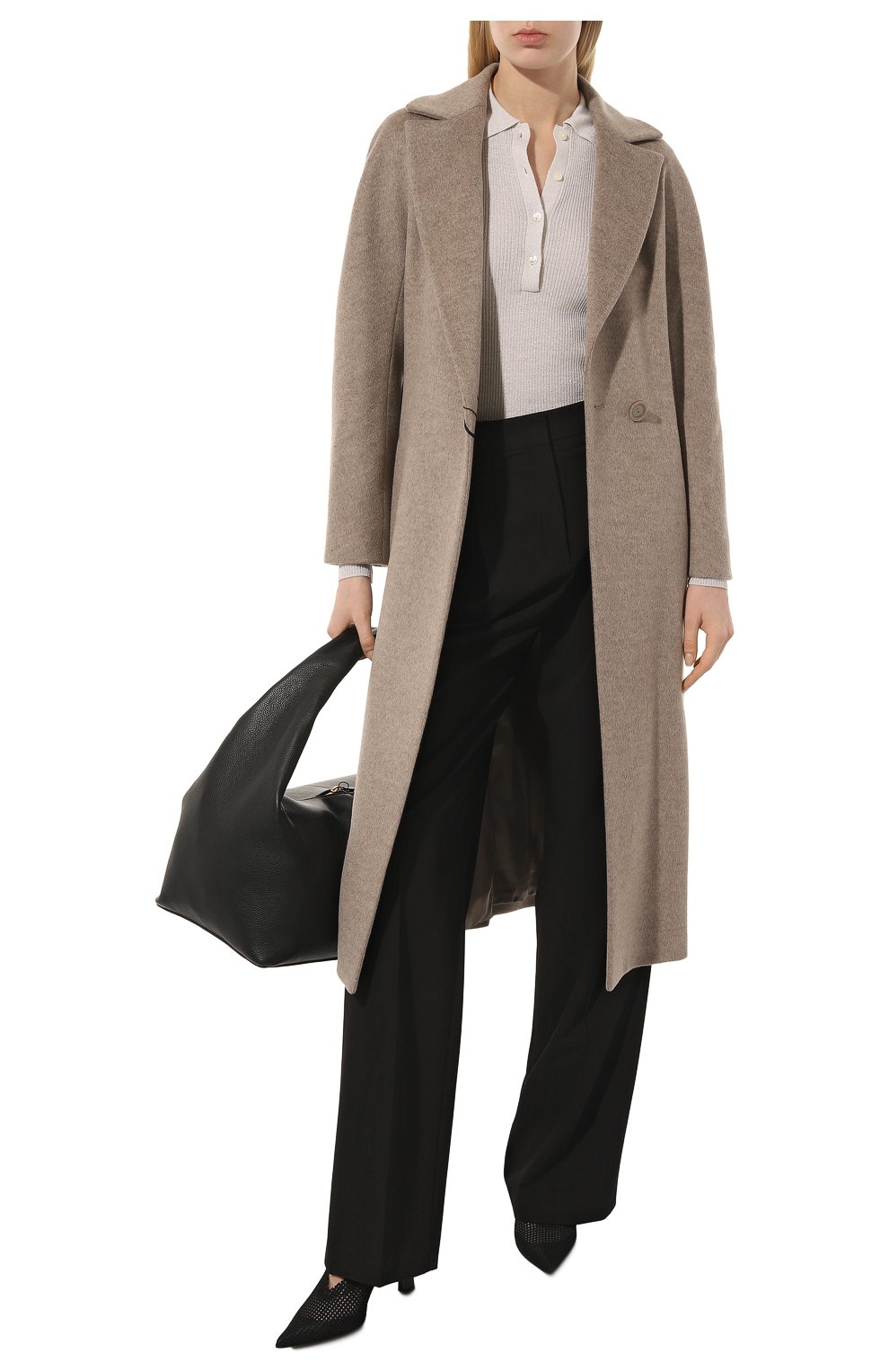 Женское шерстяное пальто ICONS CINZIA ROCCA бежевого цвета, арт. U315001/62E0 | Фото 2 (Материал внешний: Шерсть; Рукава: Длинные; Длина (верхняя одежда): Длинные; 1-2-бортные: Однобортные; Материал подклада: Вискоза; Стили: Кэжуэл)