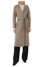 Женское шерстяное пальто ICONS CINZIA ROCCA бежевого цвета, арт. U315001/62E0 | Фото 3 (Материал внешний: Шерсть; Рукава: Длинные; Длина (верхняя одежда): Длинные; 1-2-бортные: Однобортные; Материал подклада: Вискоза; Стили: Кэжуэл)