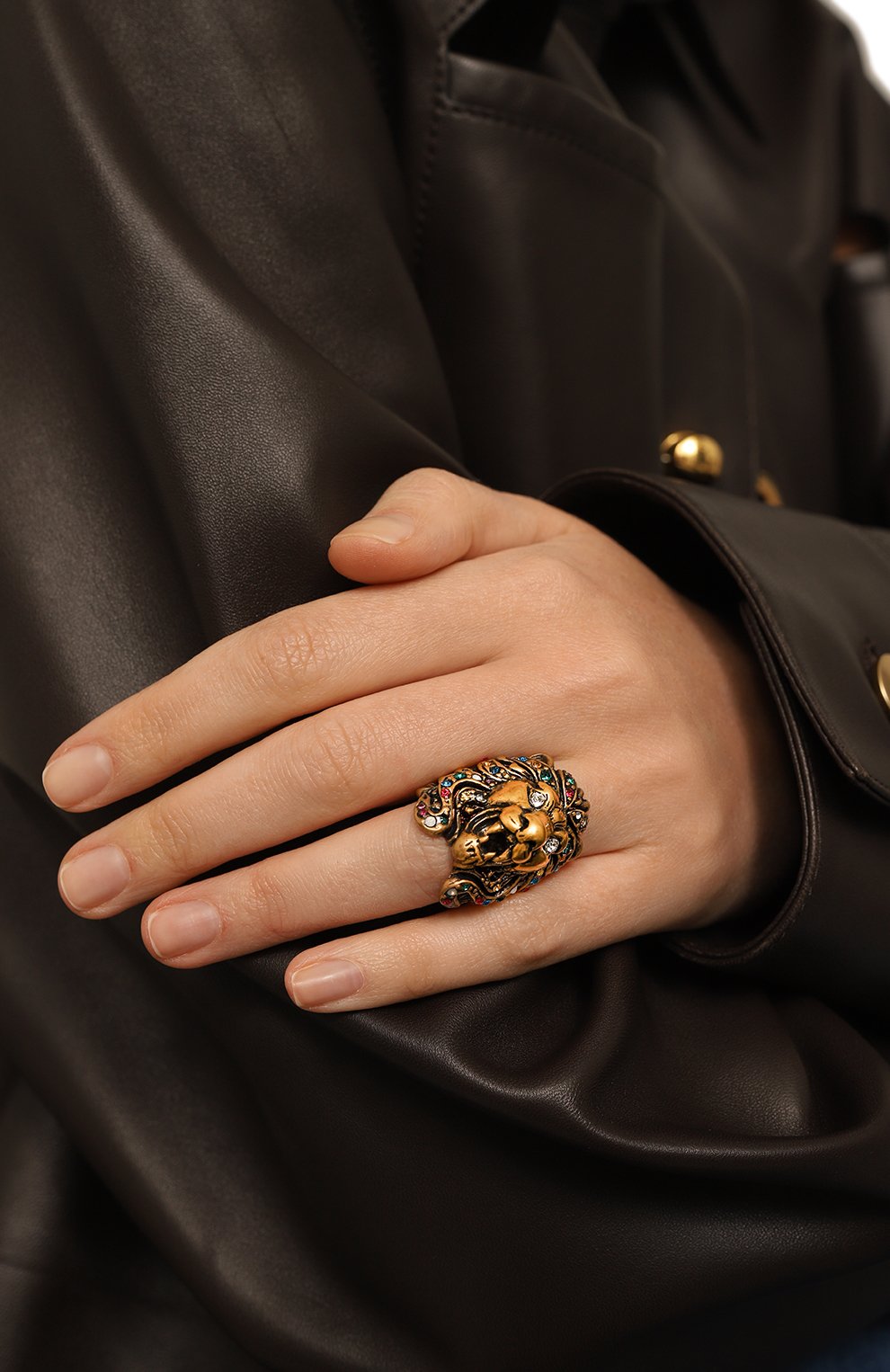 Женское кольцо GUCCI золотого цвета, арт. 404840 I4769 | Фото 2 (Материал: Металл)