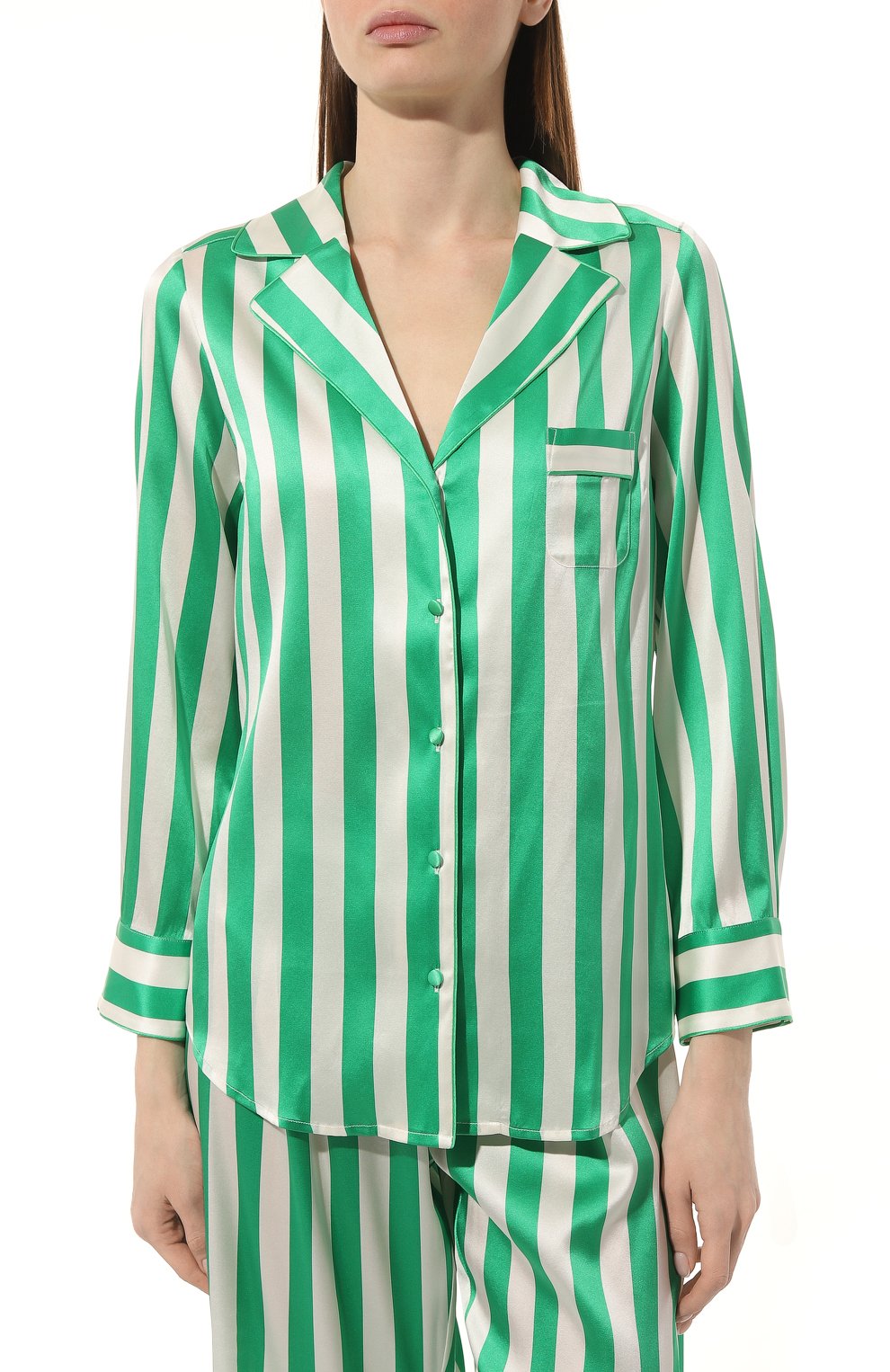Женская шелковая пижама MARJOLAINE зеленого цвета, арт. 4RYM5501 | Фото 3 (Материал внешний: Шелк)