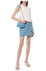 Женская хлопковая юбка YANINA голубого цвета, арт. 0-2490 | Фото 2 (Длина Ж (юбки, платья, шорты): Мини; Женское Кросс-КТ: Юбка-одежда; Материал внешний: Хлопок; Стили: Кэжуэл)