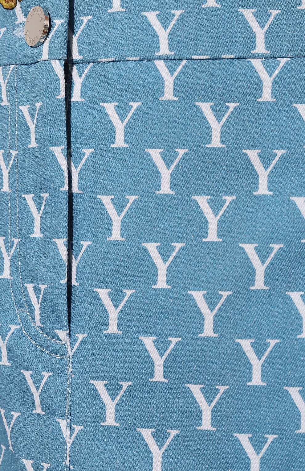 Женская хлопковая юбка YANINA голубого цвета, арт. 0-2490 | Фото 5 (Длина Ж (юбки, платья, шорты): Мини; Женское Кросс-КТ: Юбка-одежда; Материал внешний: Хлопок; Стили: Кэжуэл)