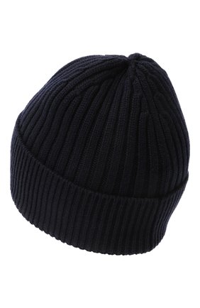 Мужская шерстяная шапка MONCLER темно-синего цвета, арт. 3B0000804761 | Фото 2 (Материал: Шерсть, Текстиль; Кросс-КТ: Трикотаж)