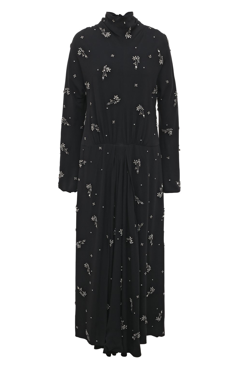 Платье с отделкой стразами Prada черного цвета