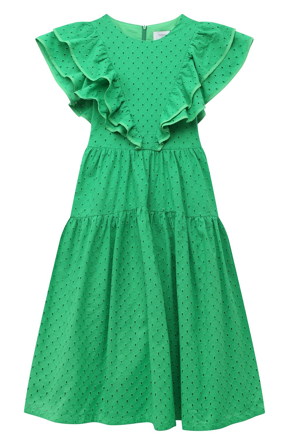 Детское хлопковое платье PAADE MODE зеленого цвета, арт. 232501047 | Фото 1 (Рукава: Короткие; Материал внешний: Хлопок; Материал подклада: Хлопок)
