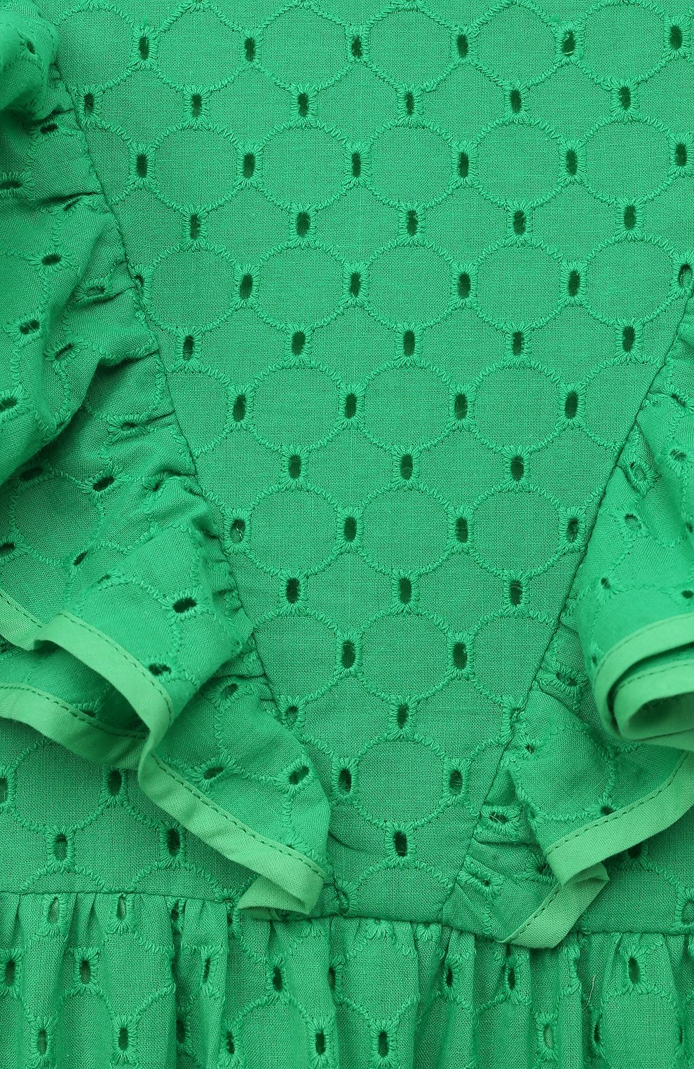 Детское хлопковое платье PAADE MODE зеленого цвета, арт. 232501047 | Фото 3 (Рукава: Короткие; Материал внешний: Хлопок; Материал подклада: Хлопок)