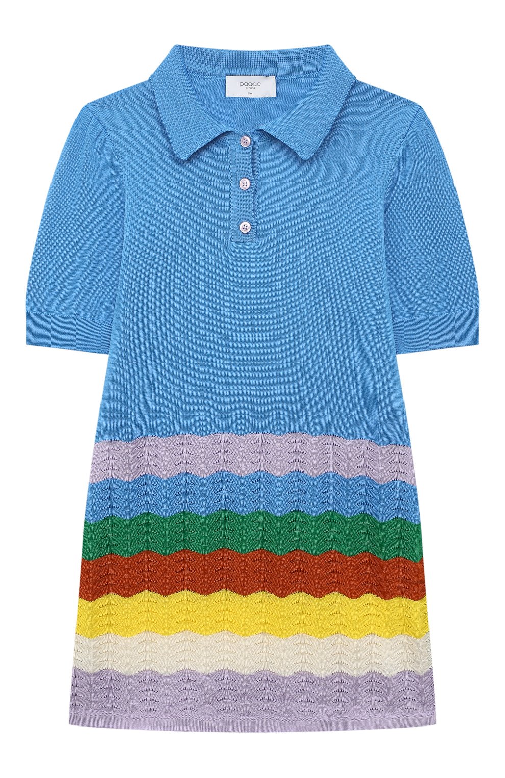 Детское хлопковое платье PAADE MODE голубого цвета, арт. 232509125 | Фото 1 (Рукава: Короткие; Материал внешний: Хлопок)