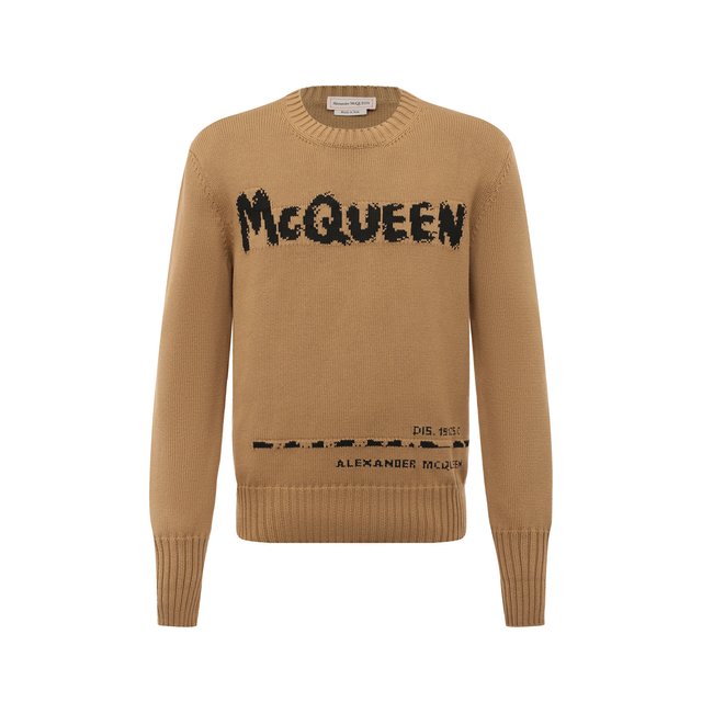 Хлопковый свитер Alexander McQueen бежевого цвета