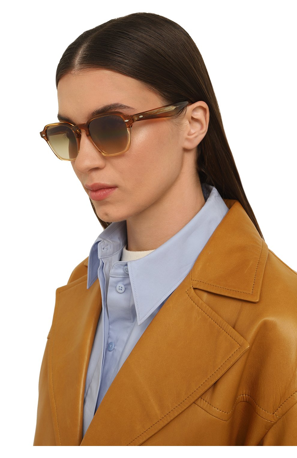 Женские солнцезащитные очки BRUNELLO CUCINELLI светло-зеленого цвета, арт. M0CGRI002 | Фото 2 (Тип очков: С/з; Очки форма: Квадратные; Оптика Гендер: оптика-женское)