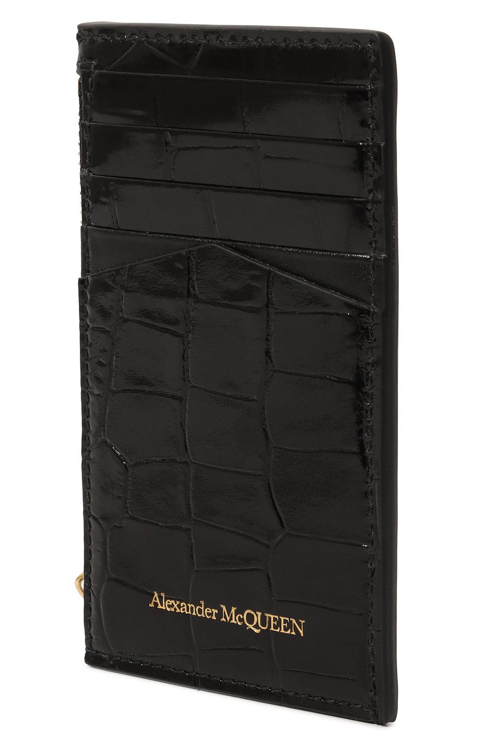 Женский кожаный футляр для кредитных карт ALEXANDER MCQUEEN черного цвета, арт. 6320371JMFG | Фото 3 (Материал: Натуральная кожа)