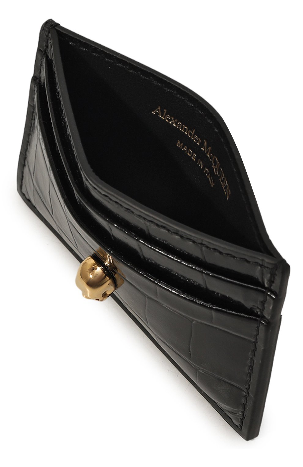 Женский кожаный футляр для кредитных карт ALEXANDER MCQUEEN черного цвета, арт. 6320381JMFG | Фото 3 (Материал: Натуральная кожа)
