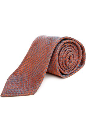 Мужской галстук BRIONI оранжевого цвета, арт. 063I/044BY | Фото 1 (Материал: Текстиль, Шерсть, Шелк; Принт: С принтом)