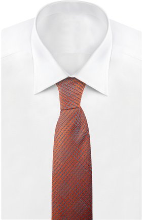 Мужской галстук BRIONI оранжевого цвета, арт. 063I/044BY | Фото 2 (Материал: Текстиль, Шерсть, Шелк; Принт: С принтом)