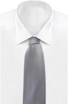 Мужской галстук BRIONI серебряного цвета, арт. 063H/044BU | Фото 2 (Материал: Текстиль, Шелк; Принт: С принтом)