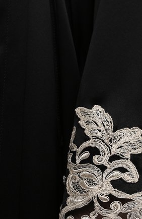 Женский шелковый халат с поясом LA PERLA черного цвета, арт. 0019231 | Фото 5 (Материал внешний: Шелк; Рукава: Длинные; Длина Ж (юбки, платья, шорты): Макси; Статус проверки: Проверена категория)