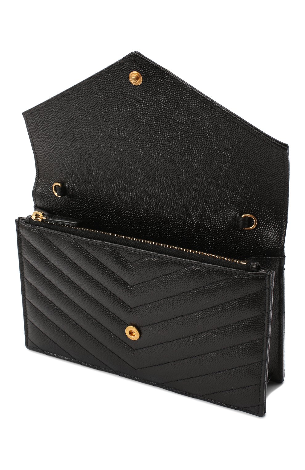 Женская сумка monogram envelope mini SAINT LAURENT черного цвета по цене 86150 руб., арт. 393953/B0W01 | Фото 4 Женская сумка monogram envelope mini SAINT LAURENT черного цвета, арт. 393953/B0W01 | Фото 4