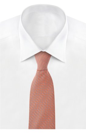 Мужской шелковый галстук с узором BRIONI оранжевого цвета, арт. 062I/P5447 | Фото 2 (Материал: Текстиль, Шелк; Статус проверки: Проверено; Принт: Без принта)