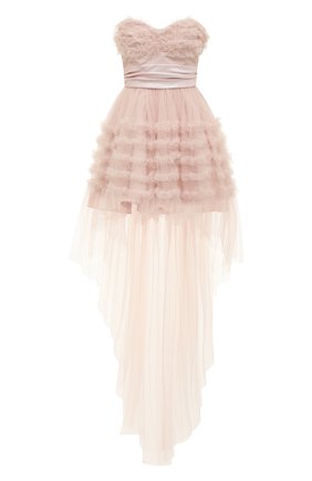 Женское платье SAINT LAURENT розового цвета, арт. 401202/Y365J | Фото 1 (Рукава: Короткие; Материал внешний: Синтетический материал; Длина Ж (юбки, платья, шорты): Миди)