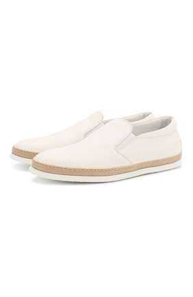 Мужские кожаные слипоны TOD’S белого цвета по цене 34450 руб., арт. XXM0TV0K900NLK | Фото 1 Мужские кожаные слипоны TOD’S белого цвета, арт. XXM0TV0K900NLK | Фото 1
