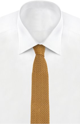 Мужской вязаный галстук TOM FORD золотого цвета, арт. 7TF561MB | Фото 2 (Материал: Текстиль, Шелк; Принт: Без принта)
