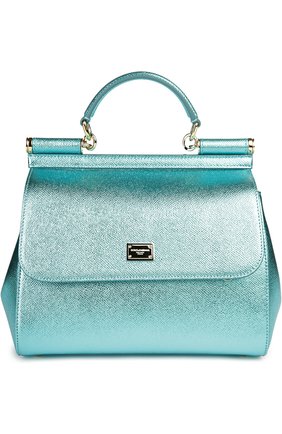 Сумка Sicily medium new из металлизированной кожи Dolce & Gabbana, голубого цвета, арт. 0116/BB6002/AP287 в ЦУМ | Фото №1 Сумка Sicily medium new из металлизированной кожи Dolce & Gabbana голубого цвета | Фото №1