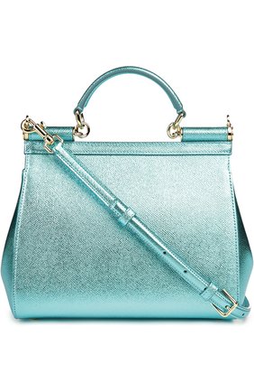 Сумка Sicily medium new из металлизированной кожи Dolce & Gabbana, голубого цвета, арт. 0116/BB6002/AP287 в ЦУМ | Фото №2 Сумка Sicily medium new из металлизированной кожи Dolce & Gabbana голубого цвета | Фото №2