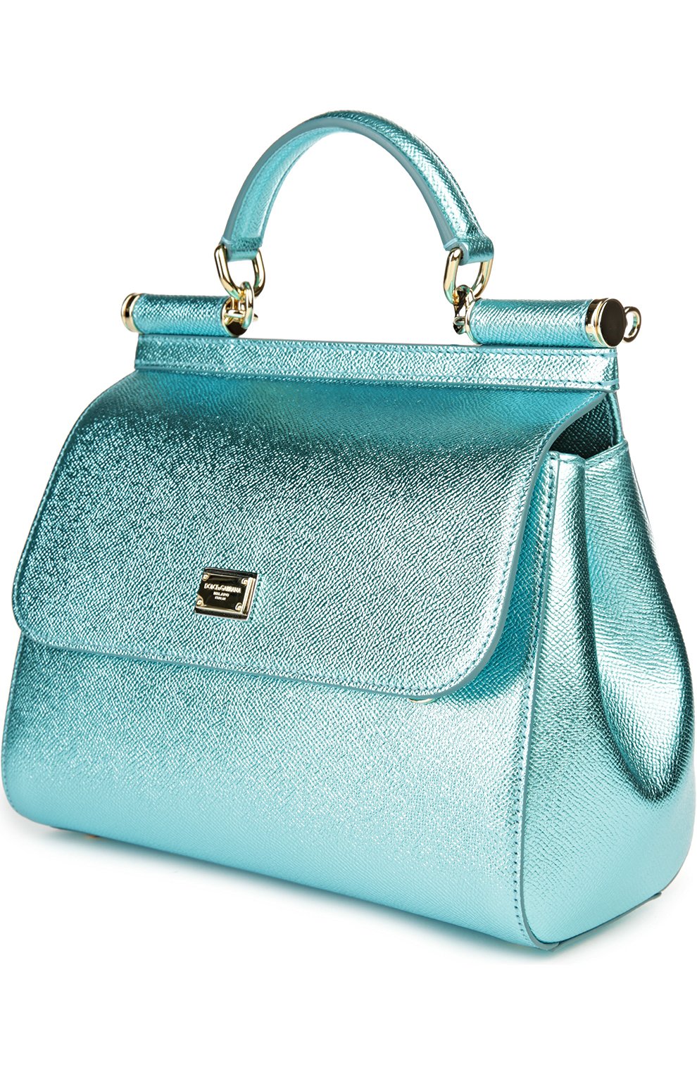 Сумка Sicily medium new из металлизированной кожи Dolce & Gabbana, голубого цвета, арт. 0116/BB6002/AP287 в ЦУМ | Фото №3 Сумка Sicily medium new из металлизированной кожи Dolce & Gabbana голубого цвета | Фото №3