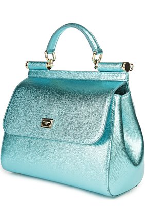 Сумка Sicily medium new из металлизированной кожи Dolce & Gabbana, голубого цвета, арт. 0116/BB6002/AP287 в ЦУМ | Фото №3 Сумка Sicily medium new из металлизированной кожи Dolce & Gabbana голубого цвета | Фото №3